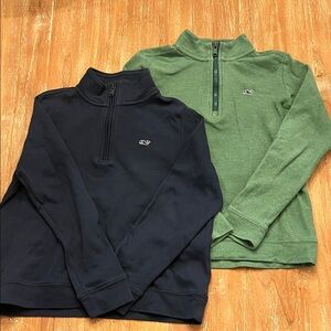 Vineyard Vines Navy and Green Pullover Duo - boy size 7